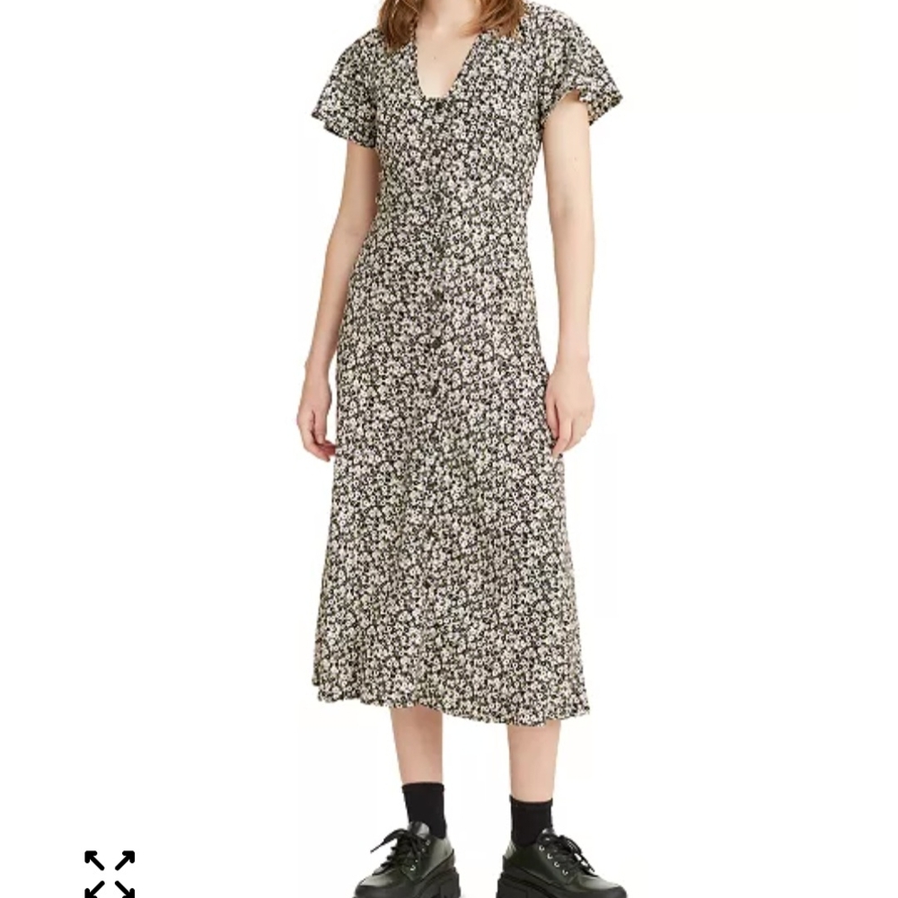 Floral Black and White Women's Dress